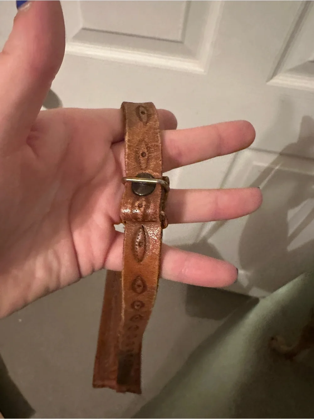 Vintage Hand-Tooled Brown Leather Crossbody Bag